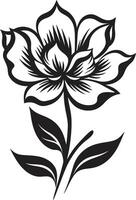 monocromatico fioritura abilità artistica emblematico design singolare fiorire simbolo nero icona vettore