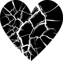 ai generato silhouette rotto cuore amore logo simbolo nero colore solo vettore