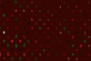 layout vettoriale verde scuro, rosso con alfabeto latino.