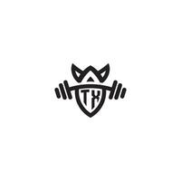 tx linea fitness iniziale concetto con alto qualità logo design vettore