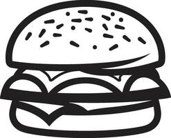 delizioso mordere nero hamburger icona classico hamburger armonia monocromatico design vettore