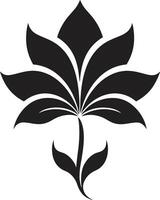 grazioso floreale eleganza nero emblema minimalista fioritura simbolo iconico design vettore