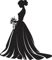 radiante sposa design nero emblema nozze eleganza bridal vettore icona