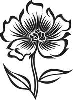 elegante petalo impressione nero logo vettore botanico emblematico elegante monocromatico icona