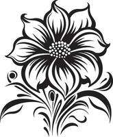 artistico petalo impressione nero logo minimalista fioritura vettore iconico simbolo