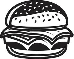 iconico hamburger design nero vettore emblema frizzante bontà hamburger icona