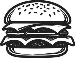 delizioso hamburger essenza vettore icona salato mordere monocromatico hamburger logo