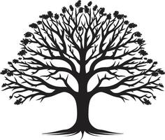 minimalista fogliame emblema iconico design elegante albero iconografia vettore simbolo