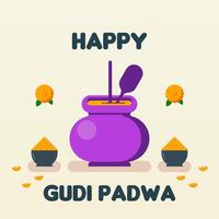 contento Gudi Padwa ragnatela bandiera sfondo illustrazione vettore