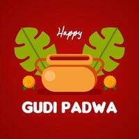 contento Gudi Padwa ragnatela bandiera sfondo illustrazione vettore