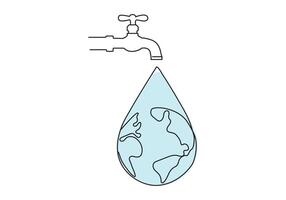 mondo acqua giorno singolo linea arte. blu colore far cadere linea arte. vettore carta illustrazioni per ambiente manifesto