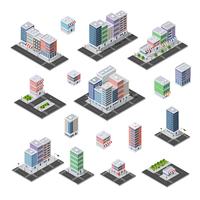 Set di città di isometrica delle infrastrutture urbane vettore