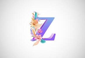 floreale alfabeto z. logo per nozze inviti, saluto carta, compleanno, logo, manifesto altro idee vettore