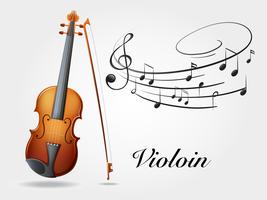 Violino e note musicali su bianco vettore