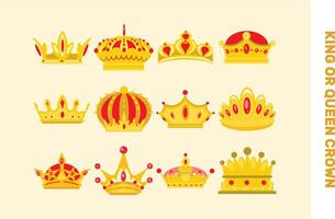 re o Regina corona illustrazione impostato vettore