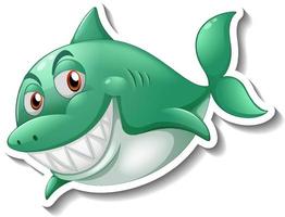 adesivo cartone animato squalo sorridente vettore