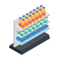 supermercato scaffali isometrico icona vettore