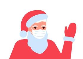 babbo natale in maschera medica sicura per l'assistenza sanitaria in vacanza natale e capodanno. maschera per il viso sulla celebrazione. illustrazione vettoriale