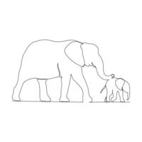 elefante continuo singolo linea arte disegno e mondo natura giorno concetto minimalista vettore arte illustrazione.