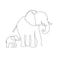 elefante continuo singolo linea arte disegno e mondo natura giorno concetto minimalista vettore arte illustrazione.