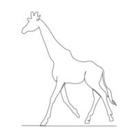 continuo uno linea giraffa singolo linea arte design e mondo natura giorno concetto mano disegnato minimalista stile vettore illustrazione