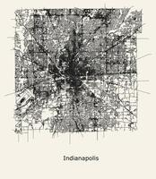 città strada carta geografica di indianapolis, Indiana, Stati Uniti d'America vettore