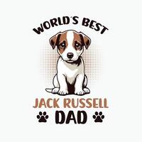 mondi migliore Jack russell terrier papà tipografia maglietta design illustrazione professionista vettore