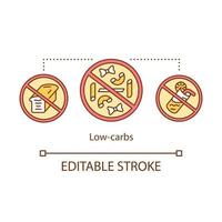 icona del concetto di dieta a basso contenuto di carboidrati. cheto dieta idea illustrazione al tratto sottile. cibo chetogenico. nutrizione a base di carboidrati. pasto proibito. uno stile di vita sano. disegno vettoriale isolato profilo. tratto modificabile