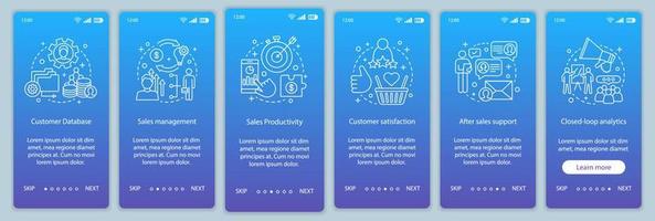 modello di vettore della schermata della pagina dell'app mobile onboarding di marketing