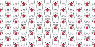 orso senza soluzione di continuità modello cuore San Valentino vettore polare orso orsacchiotto abbraccio cartone animato sciarpa isolato ripetere sfondo piastrella sfondo illustrazione scarabocchio bianca design
