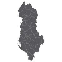 Albania carta geografica. carta geografica di Albania nel amministrativo province nel grigio colore vettore