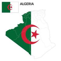 algeria carta geografica. carta geografica di algeria con algeria bandiera vettore
