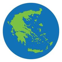 Grecia carta geografica. carta geografica di Grecia nel verde colore nel globo design con blu cerchio colore. vettore