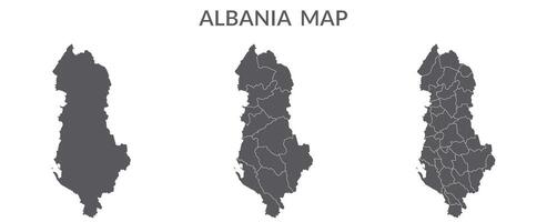 Albania carta geografica. carta geografica di Albania nel grigio impostato vettore