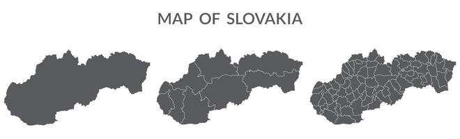 slovacchia carta geografica. carta geografica di slovacchia nel grigio impostato vettore