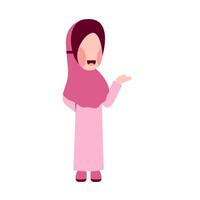 hijab ragazza con spiegando gesto vettore
