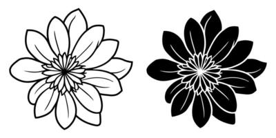 un' impostato di Due nero sagome di fiori isolato su un' bianca sfondo vettore
