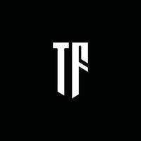 tf logo monogramma con stile emblema isolato su sfondo nero vettore