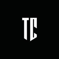 tc logo monogramma con stile emblema isolato su sfondo nero vettore