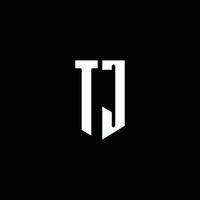 tj logo monogramma con stile emblema isolato su sfondo nero vettore