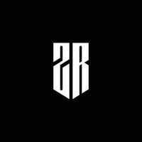zr logo monogramma con stile emblema isolato su sfondo nero vettore