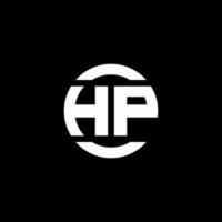 monogramma del logo hp isolato sul modello di progettazione dell'elemento del cerchio vettore