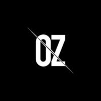 oz logo monogramma con modello di design in stile slash vettore