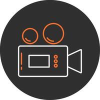 video telecamera blu pieno icona vettore