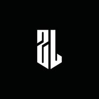 zl logo monogramma con stile emblema isolato su sfondo nero vettore