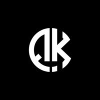 modello di progettazione di stile del nastro del cerchio del logo del monogramma qk vettore