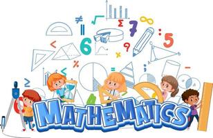 icona matematica con bambini e strumenti matematici vettore