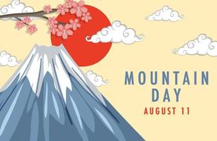 giornata di montagna in giappone l'11 agosto banner con monte fuji vettore