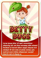 modello di scheda di gioco del personaggio con parola betty bugs vettore