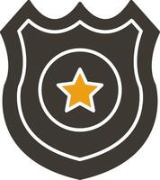 polizia distintivo glifo Due colore icona vettore